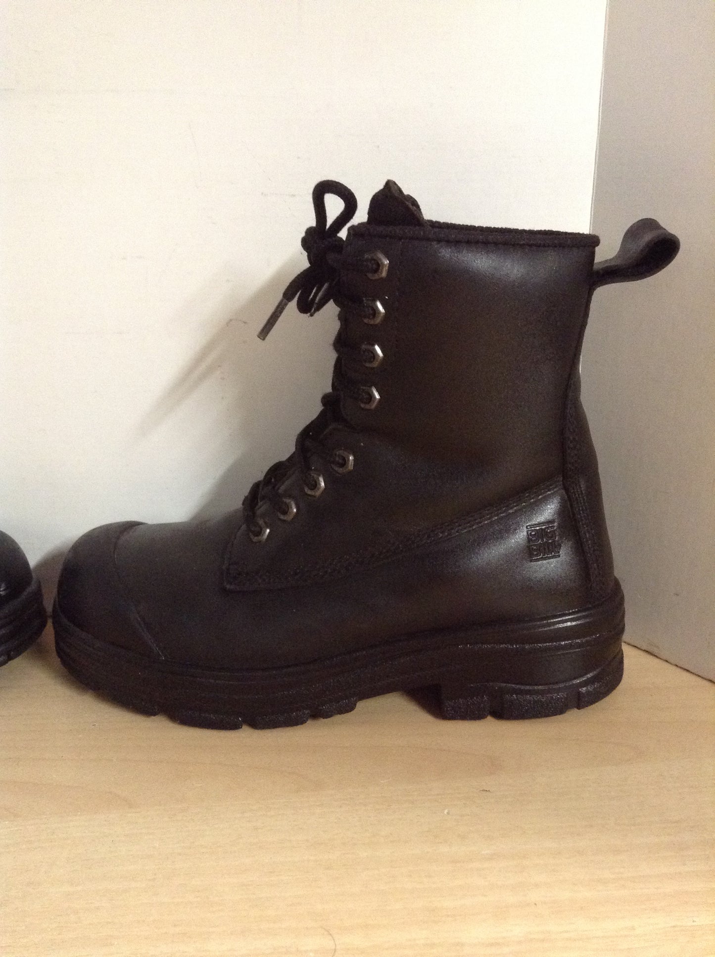Work Boots Men's Size 8 Big Bill Steel Toe Bumper Toe SA Green Patch Black As New